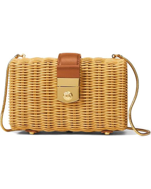 Veronica Beard Metallic Lock Rattan Box Clutch