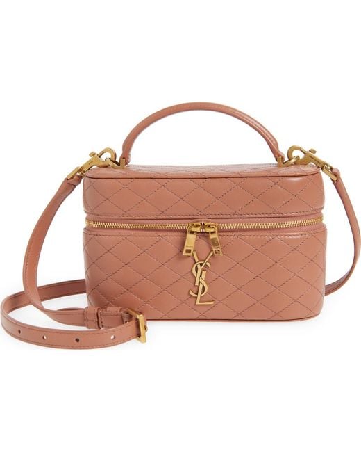 Saint Laurent Brown Mini Gaby Quilted Leather Vanity Case