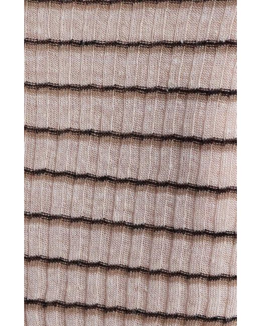 Theory White Stripe Crop Linen Blend Cardigan