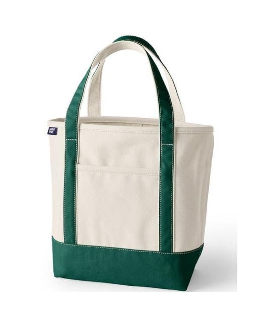 Lands' End Green Open Top Canvas Tote Bag