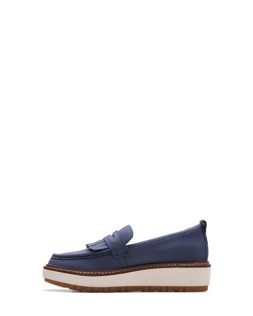 Clarks Blue Orianna Platform Penny Loafer