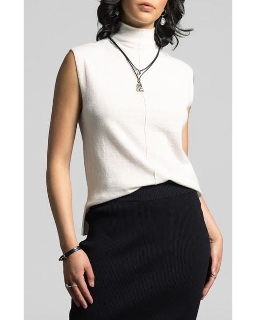 WEEKEND LOS ANGELES White Jessamine Funnel Neck Sleeveless Sweater