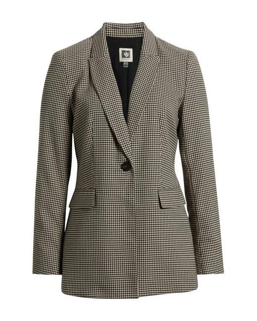 Anne Klein Gray Herringbone One-Button Blazer