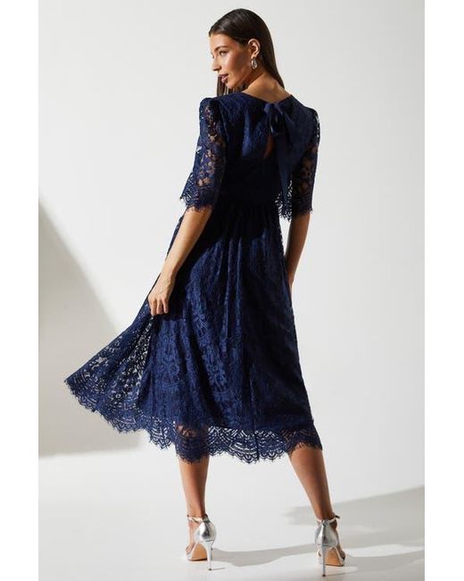 Coast Blue Lace Short Sleeve Midi Dress