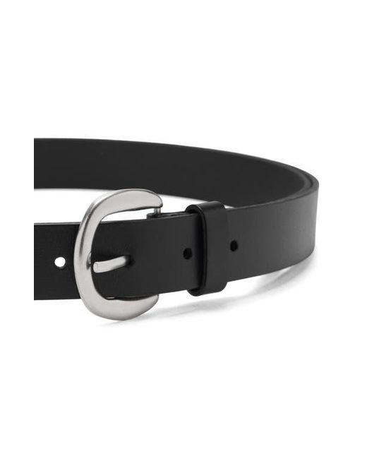 Mango Black Round Buckle Leather Belt