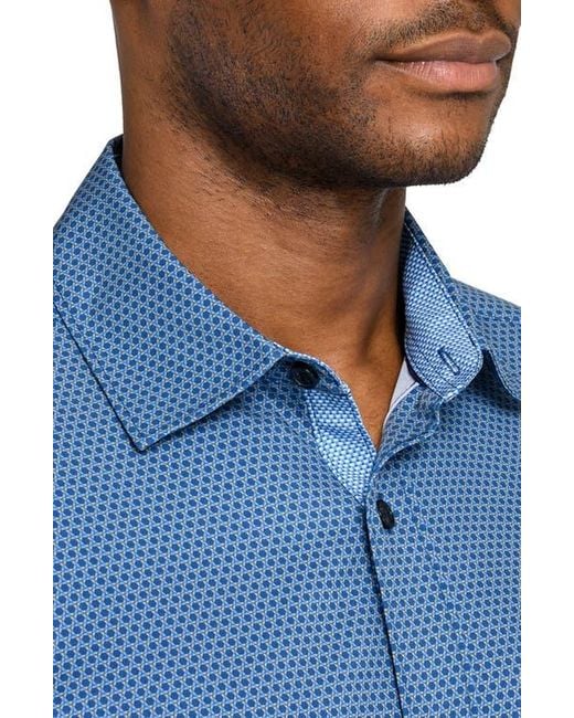Con.struct Blue Hexagon Geo Woven Long Sleeve Basic for men