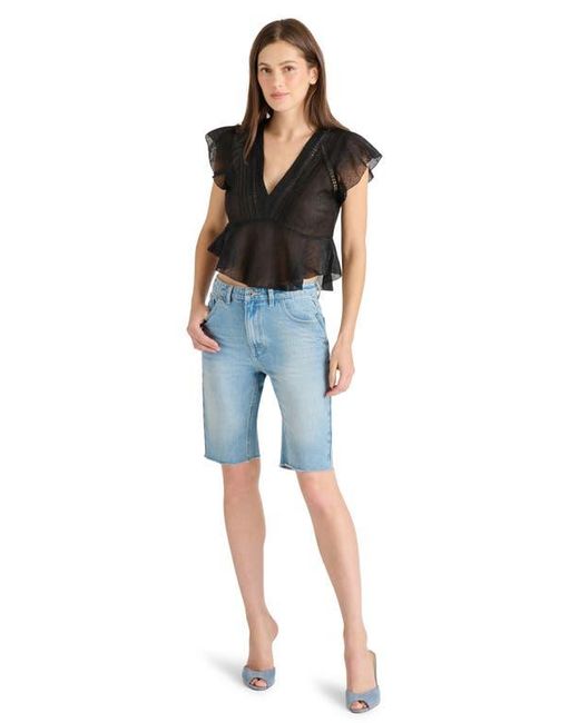 Steve Madden Black Leyla Ruffle Crop Top