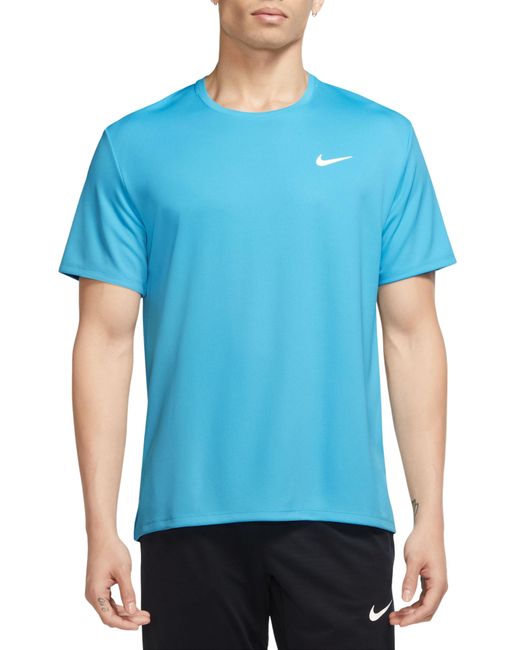 Nike Dri-fit Uv Miler Short Sleeve Running Top in Blue for Men | Lyst