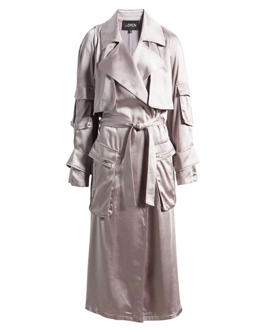 BY.DYLN Gray By. Dyln Isabella Satin Trench Coat
