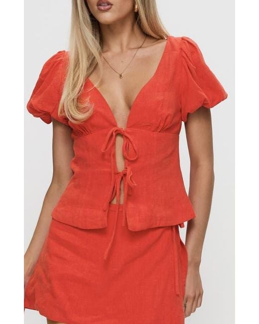 Princess Polly Red Wilhelmina Tie Front Shirt