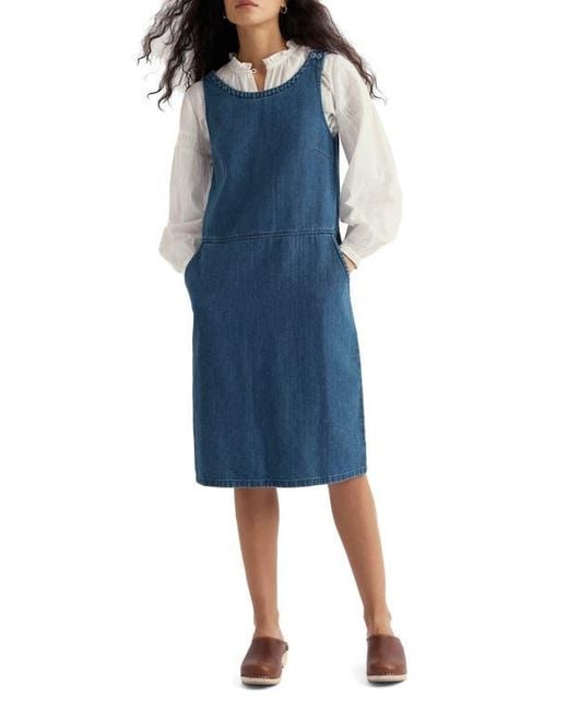 Seasalt Cornwall Salt Weave Denim Pinafore Dress in Blue | Lyst