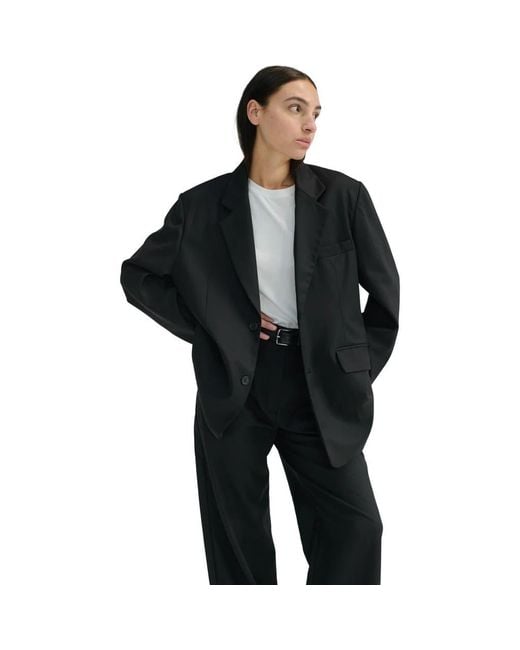 ALMINA CONCEPT Black Oversized Double Button Blazer