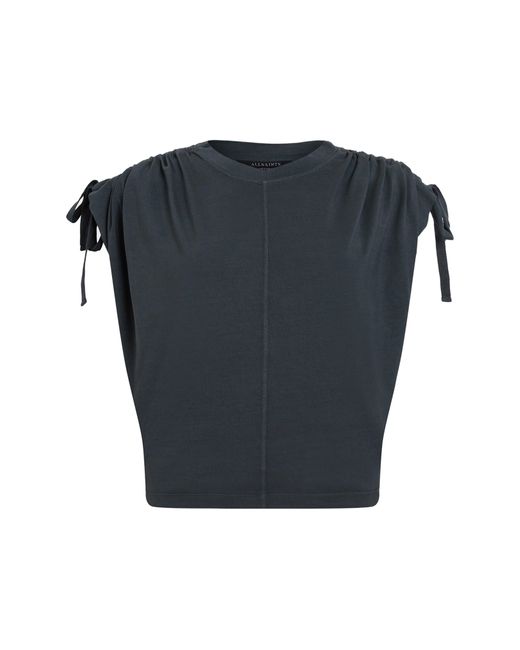 AllSaints Black Cassie Tie Sleeve Cotton T-shirt