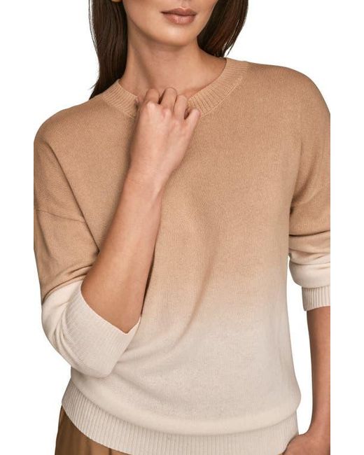Donna Karan White Ombré Crewneck Sweater