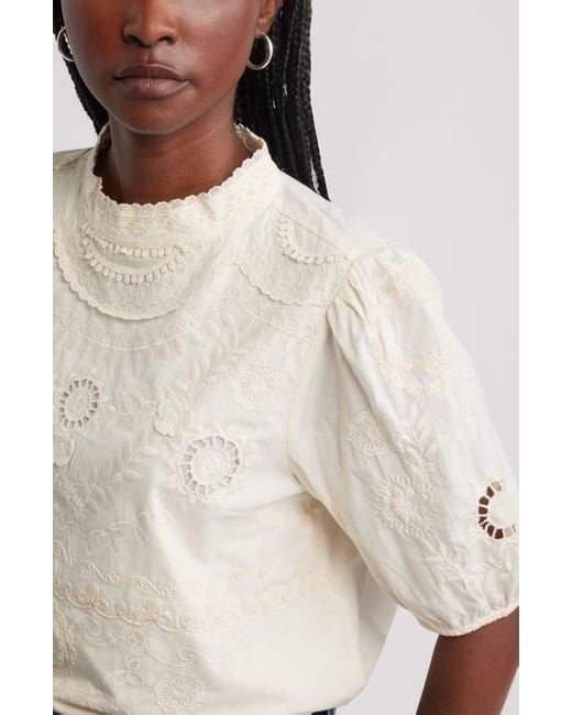 Treasure & Bond White Lace Trim Cotton Broderie Anglaisetop