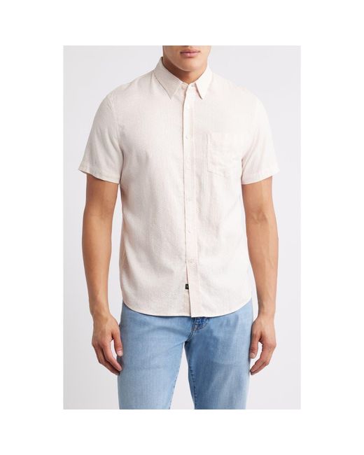 Rails White Carson Short Sleeve Stretch Linen Blend Button-Up Shirt for men