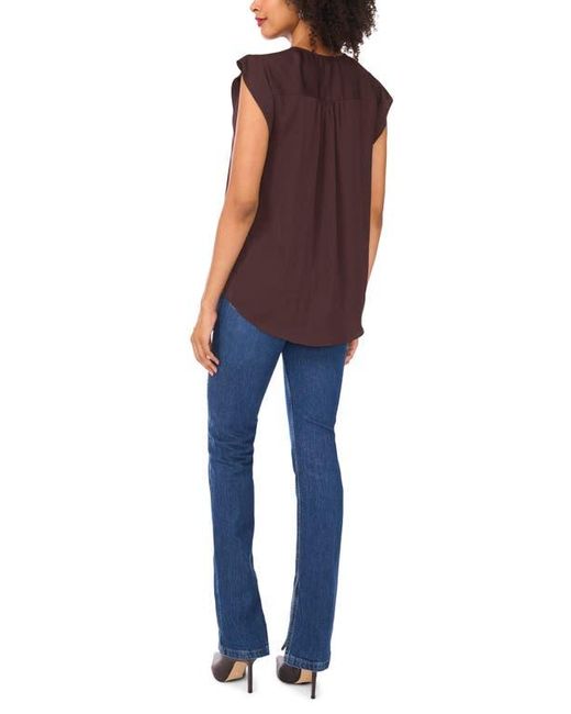 Vince Camuto Blue Ruffle Sleeve Satin Top