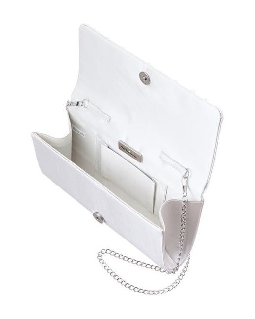 Nina White Gaia Faux Pearl Top Handle Bag