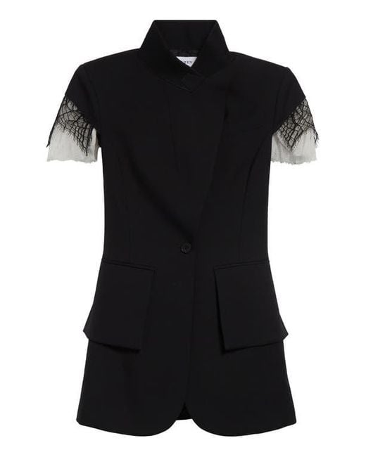 McQueen Cobweb Lace Wool Gabardine Jacket in Black | Lyst