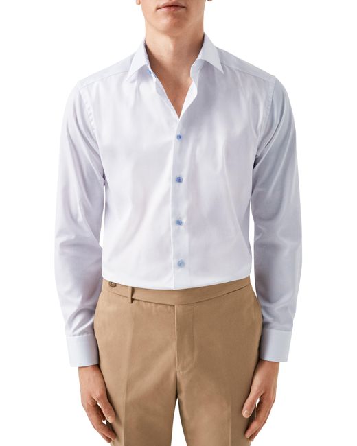 Eton of Sweden White Slim Fit Solid Organic Cotton Dress Shirt for men