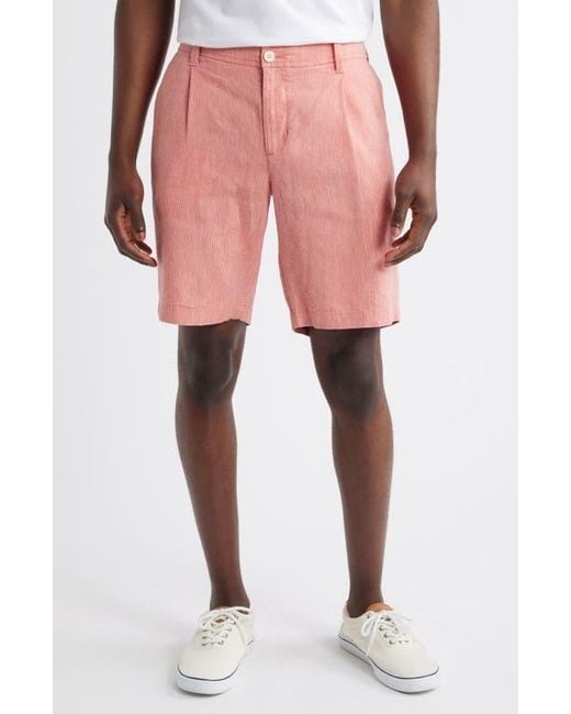 Tommy Bahama Pink Isla Sands Pleated Stripe Linen Blend Shorts for men