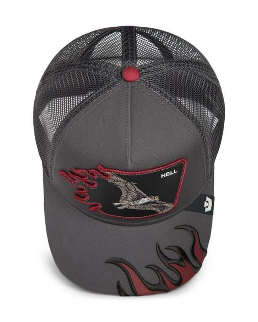 Goorin Bros Black Hell Flames Embroidered Patch Trucker Hat for men