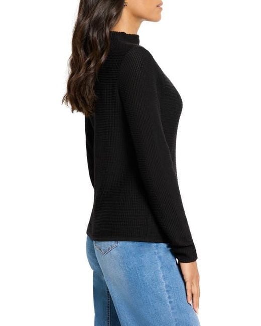 NIC+ZOE Black Pixel Mock Neck Sweater
