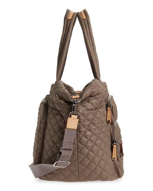 MZ Wallace Brown Large Metro Quilted Nylon Travel Tote