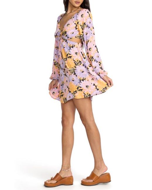 Billabong Red Last Call Cutout Long Sleeve Minidress