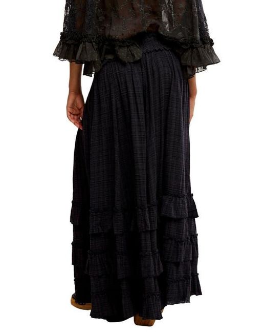 Free People Black Brynn Tiered Cotton Blend Maxi Skirt