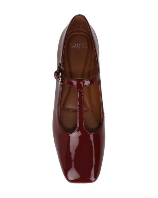 Sarto Red Flexa Astoria T-Strap Flat