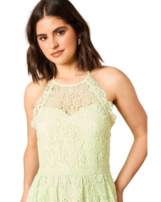 Oasis Yellow Lace Detail Halterneck Midi Dress