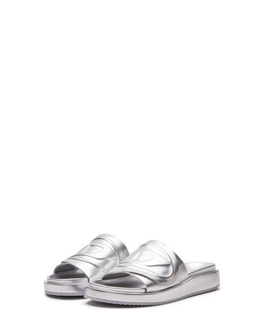 DIESEL White Diesel Oval D Slide Sandal