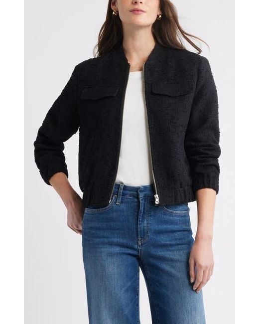 Caslon Blue Bouclé Bomber Jacket
