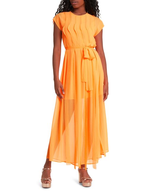 ASOS Orange Raw Edge Ruffle Chiffon Dress