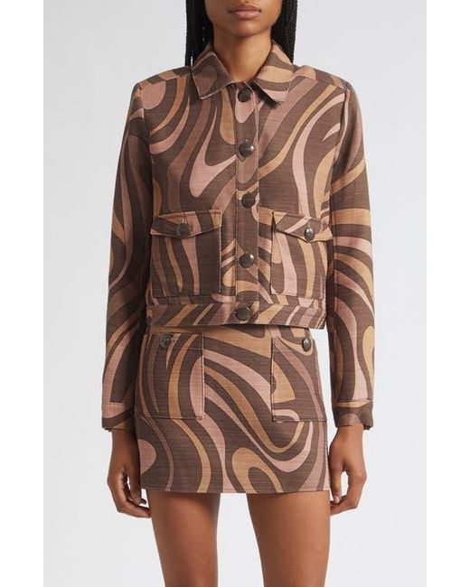 L'Agence Brown Nyx Abstract Crop Jacket