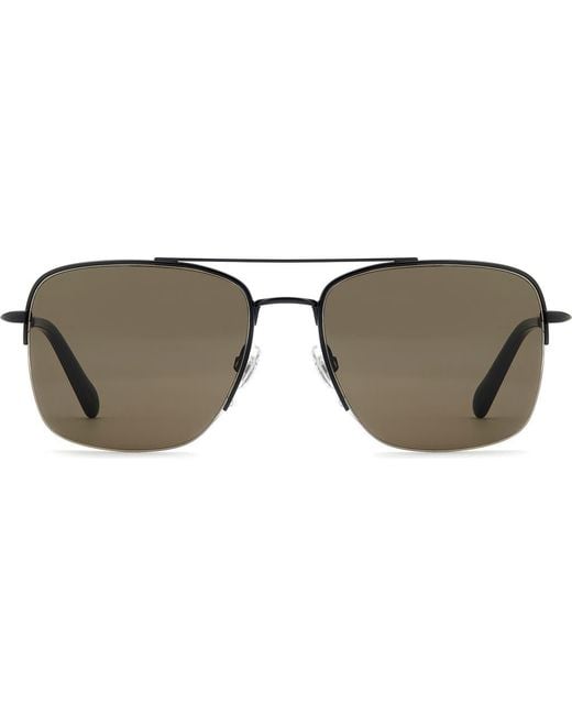Fossil Brown 57Mm Rectangular Sunglasses for men