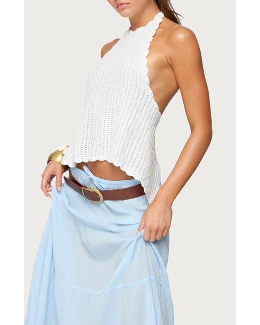 Edikted Blue Ivey Backless Halter Top