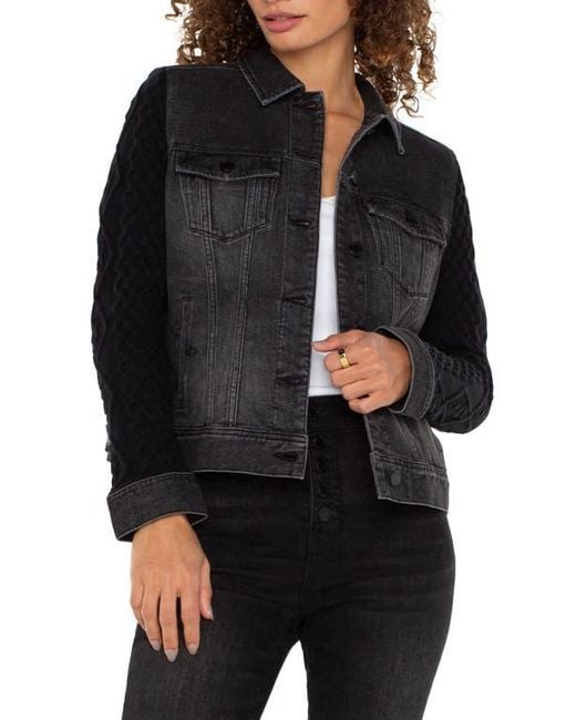 Liverpool Jeans Company Denim Jacket With Knit Sleeves in Black Lyst