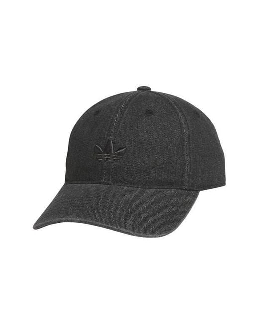 Adidas Black Trefoil Embroidered Denim Baseball Cap for men
