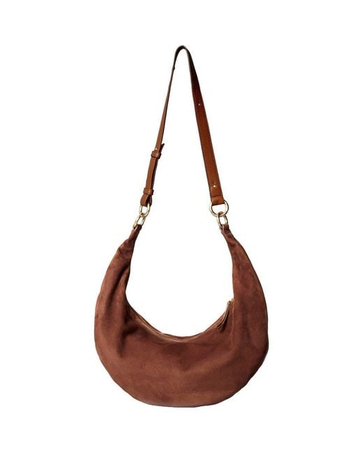 HYER GOODS Women's Brown Leather Convertible Hobo Ring Bag