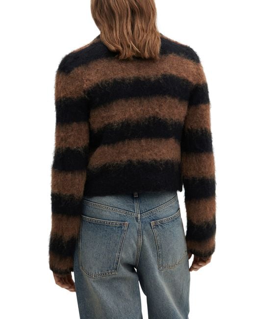 Mango Black Telarany Stripe Crewneck Sweater