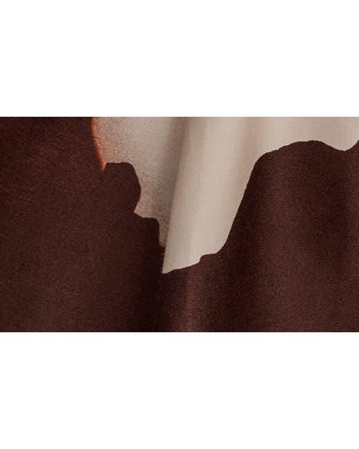 Donna Karan Brown Floral Print Belted Shirtdress