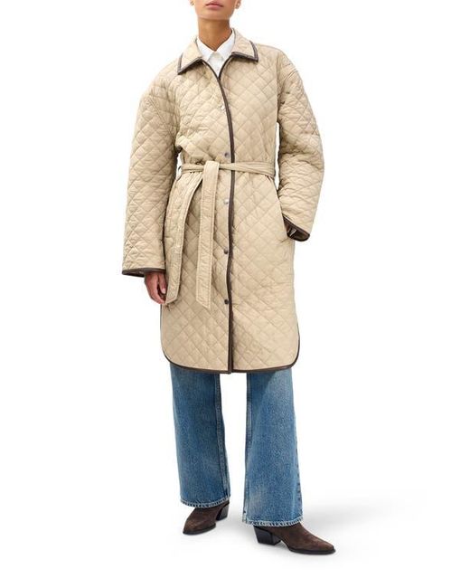 Rag & Bone Natural Kelly Oversize Faux Leather Trim Quilted Jacket