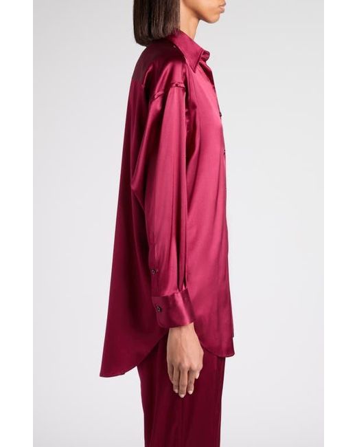 Tom Ford Red Relaxed Fit Stretch Silk Satin Blouse