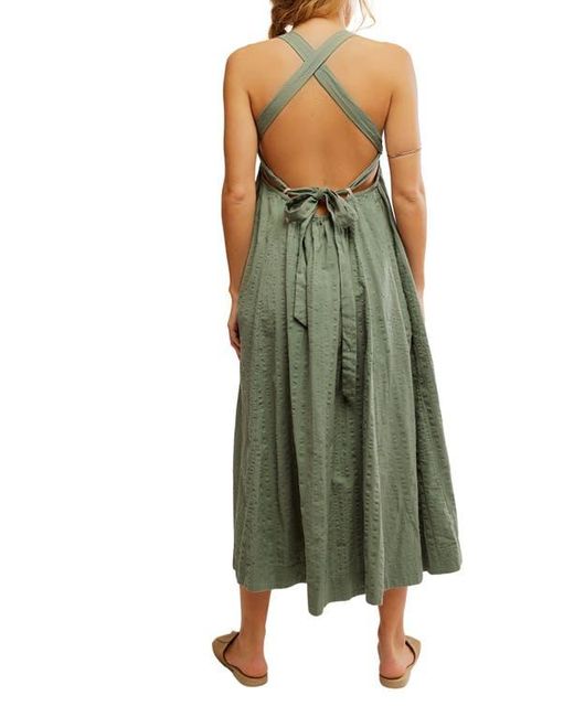 Free People Women's Green Poppy Cotton Seersucker Midi Dress -  thefunkyskunk.ie