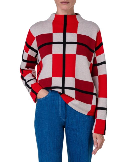 Akris Punto Checkered Virgin Wool & Cashmere Sweater