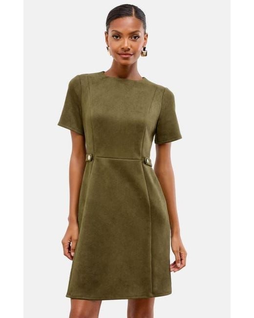 loft green suede dress Rihoas Velour Boat Neck Ruched Midi Dress, Green / M main image 1