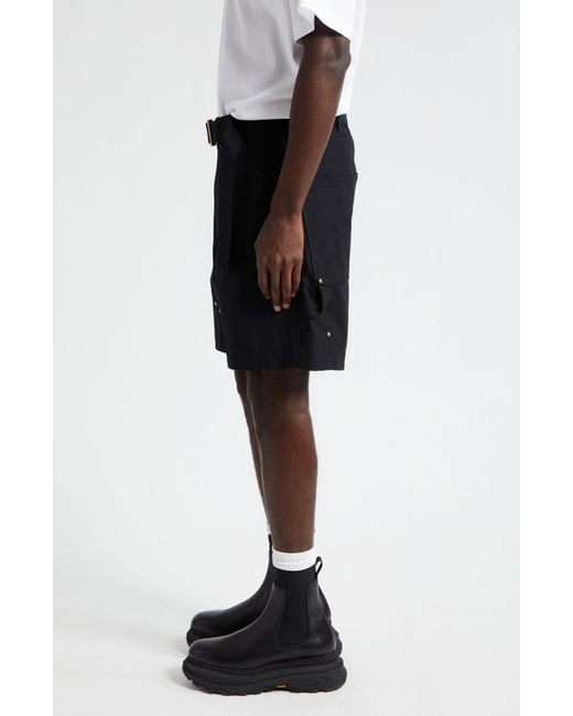 Sacai Blue Carhartt Wip Belted Cotton Canvas Shorts for men