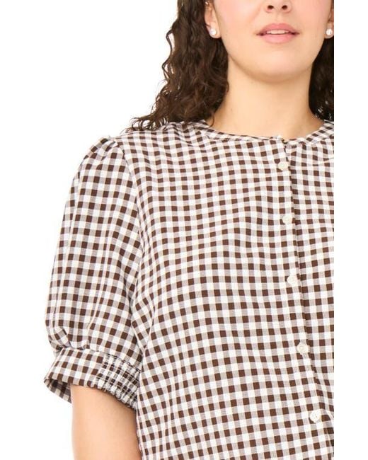 Halogen® Multicolor Puff Sleeve Front Button Top